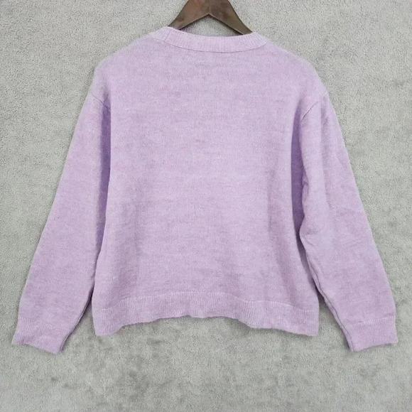 MNG Wool Blend Womens Lavender Crewneck Sweater Large 16PT - Picture 2 of 7